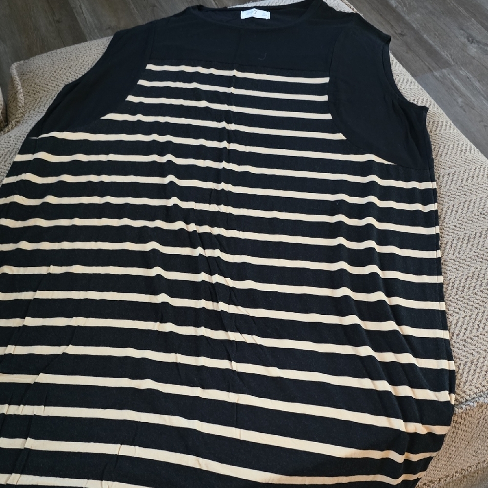 Black and Tan Striped Sleeveless Dress